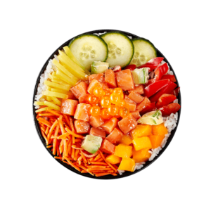 Bol poke au saumon et perles de mangue